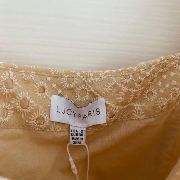 Beige Embroidered Square Neck Button-down Dress - Picture 16 of 16